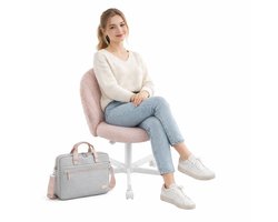 Signature Home draaistoel - bureaustoel - computerstoel - Bureaustoelen voor Volwassenen - Fleece stoel met vulling - pastelroze