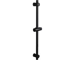 Signature Home Glijstang 70 cm - douchestang roestvrij staal - Universal Douche Glijstang - Ronde Wandvoet met accessoirepakket - Zwart