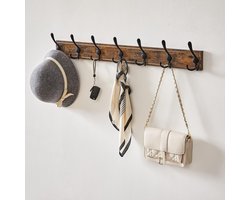 Signature Home Hove Wandkapstok met 21 Haken - Kapstok - Muur Kapstok - Industriële stijl - Houten/Metaal - Bruin/Zwart - 81,4 cm