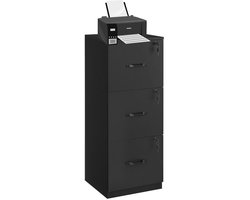 Signature Home Kantoorkast - bureaukast - Ladeblok 3 afsluitbare laden - Archiefkast Multifunctionele Kast - verstelbare ophangstangen, A4-formaat en letters - zwart