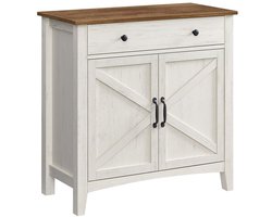 Signature Home keukenkast - dressoir met laden - opbergkast met deuren - Kast verstelbare plank - landelijke stijl - voor woonkamer - keuken - eetkamer - vintage wit-honingbruin