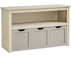 Signature Home Kinderplank - speelgoedopberger voor kinderen - opbergkast - speelgoedkast - opbergdoos met wielen - speelgoedplank - voor kinderkamer - zandbeige - 30 x 102 x 60 cm