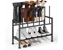 Signature Home Laarzenrek – Schoenenrek voor Laarzen – Laarzenstandaard Metaal – Voor 6 Paar Laarzen – Staand Schoenenrek – 72 x 25 x 78 cm – Zwart