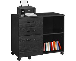 Signature Home Ladeblok - archiefkast met wielen - Kantoorkast 3 laden - zwarte houtlook - 40 x 80 x 66 cm