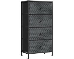 Signature Home Ladekast Opbergkast - Dressior Ladekast Waskast - met 4 stoffen lades Metalen frame - zwart