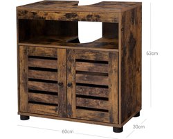 Signature Home Norfolk wastafel onderkast of Wastafelmeubel - Industrieel Badkamermeubel - Verstelbare plank - Donkerbruin - 60 x 30 x 63 cm