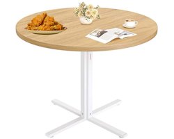 Signature Home Ronde eettafel - kleine keukentafel voor 4 personen - landelijke stijl - waterbestendig oppervlak - 80 cm diep en 74,8 cm hoog - voor eetkamer - woonkamer - gouden eik