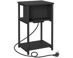 Signature Home Tanzania Bijzettafel met stopcontact - Nachtkastje 2 AC-poorten - 2 USB-poorten - voor woonkamer - slaapkamer - zwart - 30 x 34 x 58 cm
