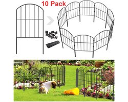 Signature Home Tuinhek - Tuinhek Set van 10 - metalen - 60 x 330 cm - Decoratief tuinhek - vijveromheining set met 10 schuttingelementen - hek voor de tuin - hek voor honden - hekwerk set bocht omheining tuin -