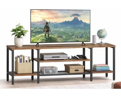 Signature Home TV-meubel 120 cm - Tv-kast met opbergruimte - tv-lowboard voor tv's tot 55 inch - mediaconsole - tv-standaard - industrieel - retrobruin en zwart