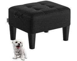 Signature Home Voetenbank - kruk van imitatielinnen - dikke bekleding - draagvermogen 150 kg - voor woonkamer - slaapkamer - hal - zwart