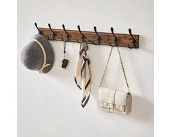 Signature Home Wandkapstok met 21 Haken - Kapstok - Muur Kapstok - Industriële stijl - Houten/Metaal - Bruin/Zwart - 81,7 cm