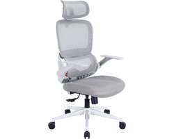 SIHOO B100 Ergonomische Bureaustoel - Ademende Katoenen Zitting - Verstelbare en Roteerbare Hoofdsteun - 2D Klaparmleuningen - Dubbele Lendensteun - 113°/123°/135° Kantelbare Rugleuning - Stille Wielen - voor Thuiskantoor