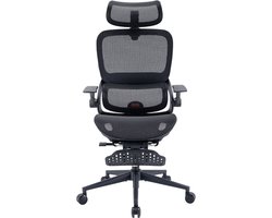 SIHOO B100 Ergonomische Bureaustoel met Voetsteun - Adaptieve Dynamische Lumbale Steun - Ademende Mesh - 2D Armsteunen - Zwart