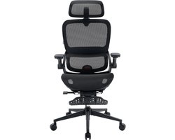 SIHOO B100 Pro Ergonomische Bureaustoel - Verbergbare Voetsteun - 4D Adaptieve Dynamische Lumbale Steun - 3D Extra Brede Hoofdsteun - 4D Ophoudbare Armsteunen - Zwart