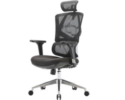 SIHOO bureaustoel bureaustoel ergonomisch, lendensteun hoge rugleuning 3D armleuningen ~ zwart gestoffeerd