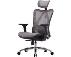 SIHOO bureaustoel bureaustoel, ergonomisch, verstelbare armleuning, 150kg belastbaar ~ grijze bekleding, zwart frame