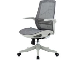 SIHOO bureaustoel bureaustoel, ergonomische S-vormige rugleuning, taillesteun opklapbare armleuning ~ grijs