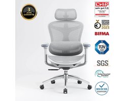 SIHOO Doro C300 Ergonomische Bureaustoel - 3D Armleuningen - Zelfaanpassende Lendensteun - Slim Gewichtsmechanisme - Mesh Rugleuning - 3 Kantelstanden - TUV/SGS Gecertificeerd - Tot 150kg - 70x69x128cm——Wit