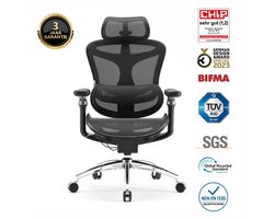 SIHOO Doro C300 Pro Ergonomische Bureaustoel - 5D Armleuningen, Zelfaanpassende Lendensteun, Mesh Rugleuning - Tot 150kg - 3 Standen Verstelbaar (92°/100°/112°) - BIFMA/TÜV Gecertificeerd - 77x67x127cm——Zwart