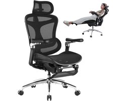 SIHOO Doro C300 Pro JT Ergonomische Bureaustoel - 5D Armleuningen, Zelfaanpassende Lendensteun, Mesh Rugleuning - Tot 150kg - 3 Standen Verstelbaar (92°/100°/112°) - BIFMA/TÜV Gecertificeerd - 77x67x127cm——Zwart