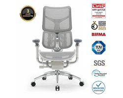 SIHOO Doro S300 Ergonomische Bureaustoel - 6D Armleuningen - Dynamisch Lendensteunsysteem - Schokabsorberend Veringssysteem - Vierassig Ondersteuningssysteem - Zero-Gravity Ervaring - BIFMA/SGS Gecertificeerd - 78x65x102cm——Wit