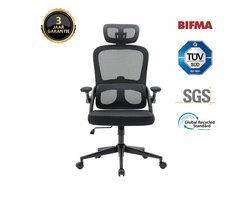 SIHOO Ergonomische bureaustoel met mesh bekleding, hoge rugleuning met 3D-armleuningen, in hoogte verstelbare lendensteun, draaibare computerstoel, zwart