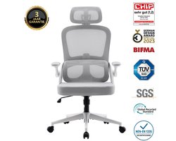 SIHOO M102C Ergonomische Bureaustoel - Verstelbare Hoogte, Lendensteun & Armleuningen - Inklapbaar, Ruim Zitkussen - Tot 136 kg - TÜV/Gecertificeerd——Wit