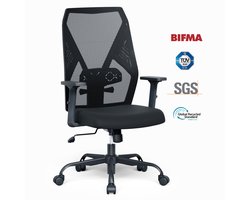 SIHOO M109 Ergonomische Bureaustoel - Verstelbare Rugleuning 113°–130° - 8-Standige Lendensteun - 10-Standige PU Armleuningen - Zwart