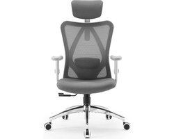 SIHOO M18 Ergonomische Bureaustoel - Ademend Mesh - Verstelbare Hoofd&Lendensteun - Bureaustoelen voor Volwassenen tot 150kg - Kantoor/Thuis/Gaming - Grijs