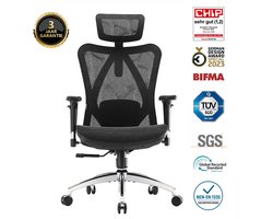 SIHOO M57 Ergonomische Bureaustoel met 3D-Armleuningen&Verstelbare Lendensteun-Premium Mesh Design voor Kantoor/Thuiswerken - 150kg Draagvermogen - 8cm Hoogteverstelling-3 Standen Kantelmechanisme (110°/116°/126°)-SGS/BIFMA Gecertificeerd——Zwart