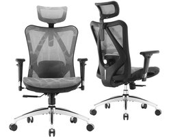 SIHOO M57 Ergonomische Bureaustoel - Verstelbare Lendensteun - 3D Armleuning - Hoogteverstelling - Computer-Bureaustoel - Grijs
