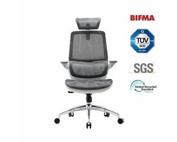 SIHOO M59AS Ergonomische Bureaustoel - 3D Opklapbare Armleuningen - Dubbel Rugleuningontwerp en Dynamische Lendensteun - Kantoor/Thuis/Gaming - Grijs