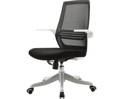 SIHOO Moderne ergonomische bureaustoel, bureaustoel, ademend, taillesteun, opklapbare armleuning ~ zwart