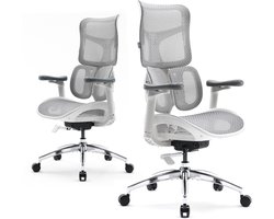 SIHOO S100C Ergonomische Bureaustoel - Dubbele Dynamische Lendensteun - 4D Gecoördineerde Armleuning - Gamestoel - Wit