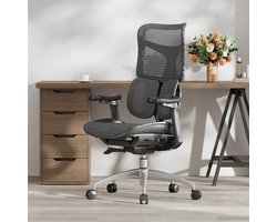 SIHOO S100C Ergonomische Bureaustoel - Dubbele Dynamische Lendensteun - 4D Verstelbare Armleuningen - Verstelbare Kantelbare Rugleuning - Max150kg - Thuiswerken En Gamen - Zwart