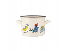 Silesia Emaille Pan 5,8L - Diameter 22 cm, Hoog 16 cm - Decor "Kurki"