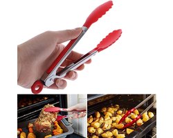 Silicon klemmen, metalen klemmen Koken Siliconen Brood Salade Tong Warmte-Voedsel Tong Creatieve Serveertang Keukengereedschap(Orange)