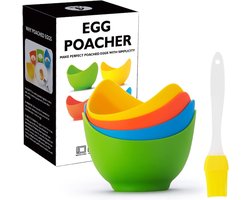 Silicone Egg Bag - Boiled Egg - Microwave - 4 Non-Stick Cooking Pans - 1 Oil Brush - Keukenaccessoires - Stomen - Multi-Colour