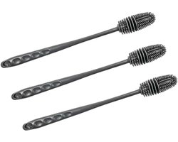 Silicone flessenborstel 3 stuks - Lange handvat flessenreinigingsborstel - Geschikt voor flessen - Vacuum sportflessen - Vazen en glazen gerei (grijs)
