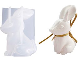 Silicone Mal 3D Konijn met Spiegelafwerking en Gestikte Details - Transparante en Flexibele Mal voor Hars, Kaarsen, Zeep, Klei of Gips (Ca. 4x8 cm) - Perfect voor DIY Cadeaus, Paasdecoratie en Unieke Woonaccessoires