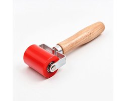 Siliconen Aandrukroller - Met Houten Handvat - Krasvrije Zachte Roller - Voor Kit, Voegen, Naden, Quilten, Naaien, Behang En Leerbewerking - 1 Stuk - Rood