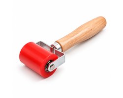 Siliconen Aandrukroller - Naadroller 50 mm - Voor Naden, EPDM, Dakbedekking, Folie en Behang - Houten Handvat - Rood - 1 Stuk
