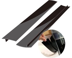 Siliconen afdichtingsstrips voor kieren (53 cm) tussen keukenapparatuur, kookplaten, ovens, wasmachines en drogers. Gemakkelijk schoon te maken en lekvrij. Geschikt voor keukenapparatuur, kookplaten, ovens, wasmachines en drogers (2 stuks, zwart).