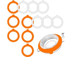 Siliconen Afdichtringen - Weckringen - voor inmaakpotdeksel - Vervangende Rubberen Pakkingen - weckringen - ronde potten - Siliconen Ringen -Reserve-Inmaakringen - Voorkomt Drukverlies en Lekken - oranje kleur en wit - 12 stuks