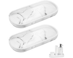 Siliconen Badkamerdienblad 2 Stuks - Marmer Wit, 25 * 11 cm - Gemakkelijk te Reinigen en Organiseren