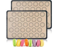 Siliconen Bakmat - Anti-aanbakmat - Macarons Bakken - Met Cirkel Markeringen - 2 stuks 42cm - Grijs Geel