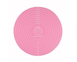 Siliconen Bakmat - Antislip Ronde Mat - Roze 30cm - Hittebestendig - Met Maatstrepen - Voor Kneden Rollen Kindermaatje