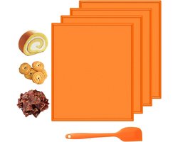 Siliconen Bakmat met Rand - 4 Stuks, 30 x 25 cm, Antislip Bakmat voor Taarten, Koekjes en Fruit