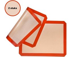 Siliconen Bakmat (Set van 2) - Bakmat Siliconen - Anti-kleef - 42x30cm - Beige & Bruin- Hoogwaardige Anti-slip Bakmat - Werkoppervlak Deeg - Anti kleef Deegmat - Hittebestendige Bakmat Oven